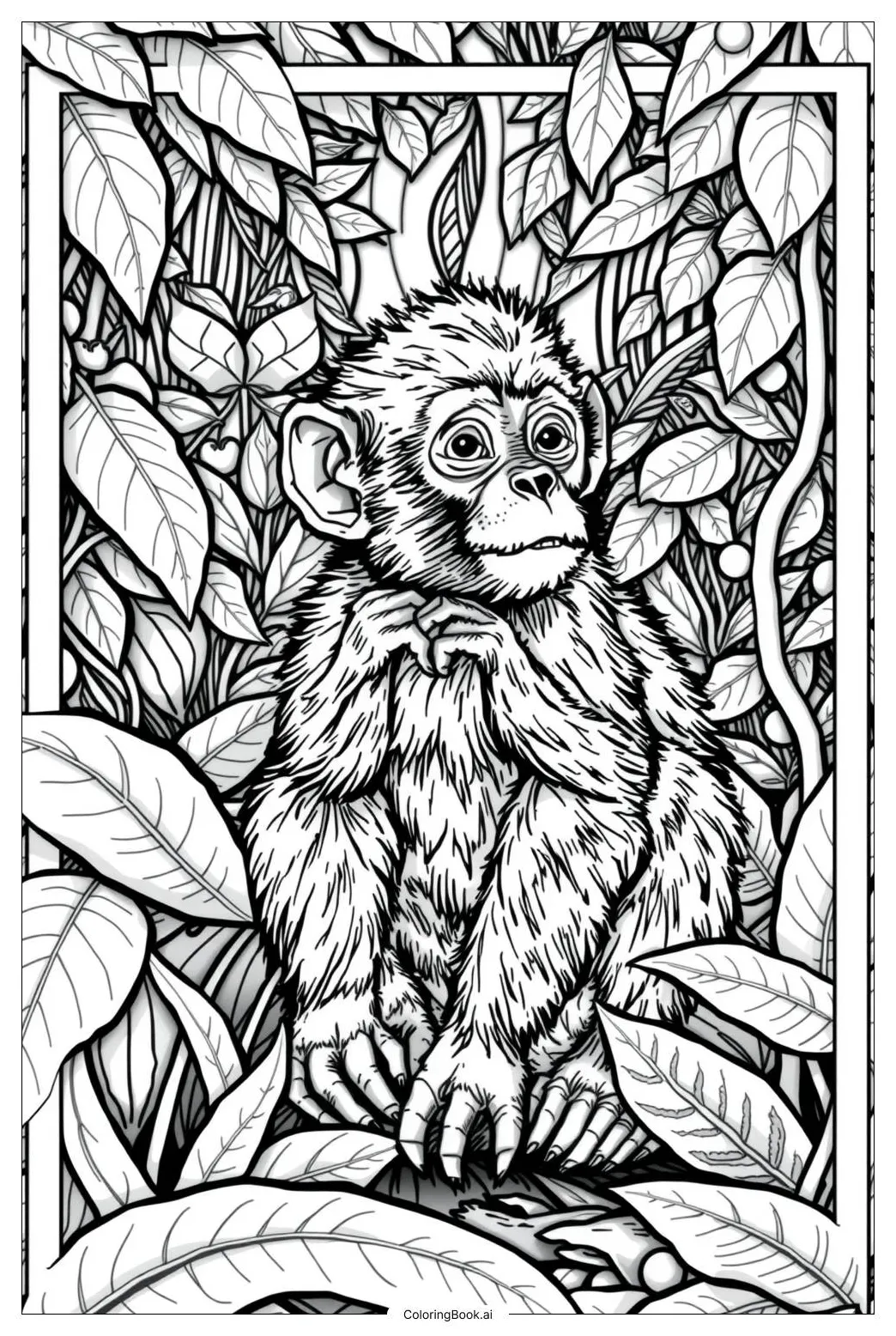 Baby monkey Coloring Page (Free PDF&PNG Printable)