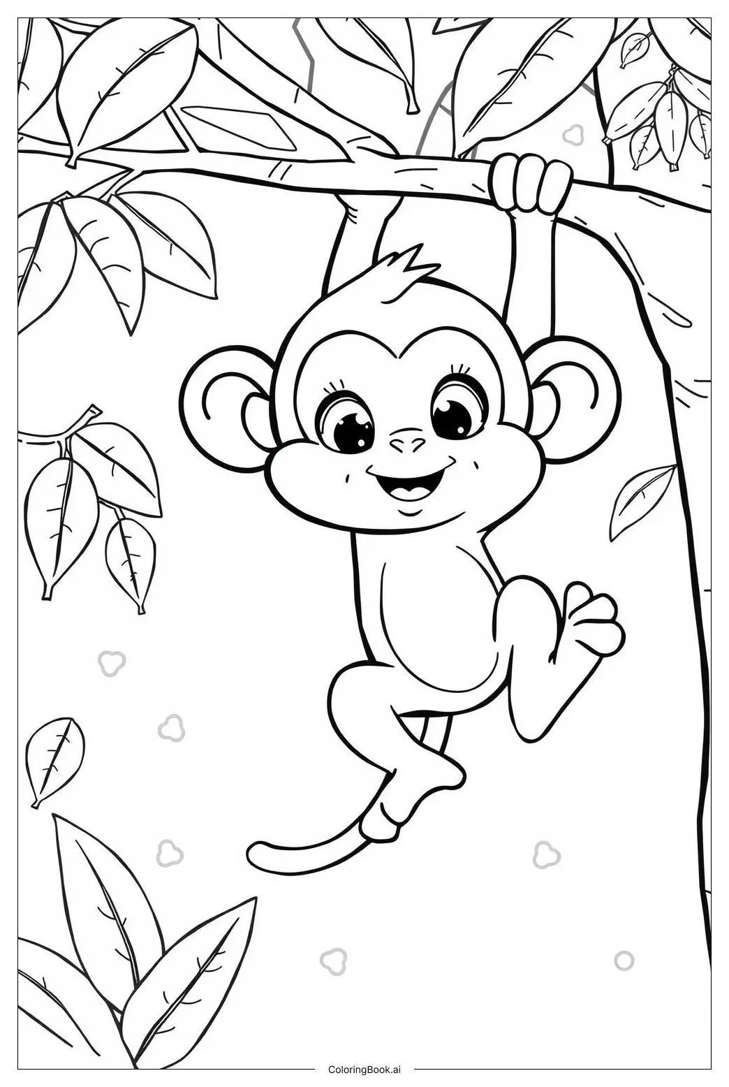 Baby monkey Coloring Page (Free PDF&PNG Printable)