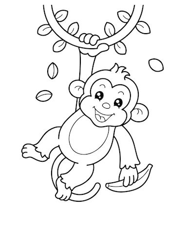 Premium vector monkey coloring page illustration