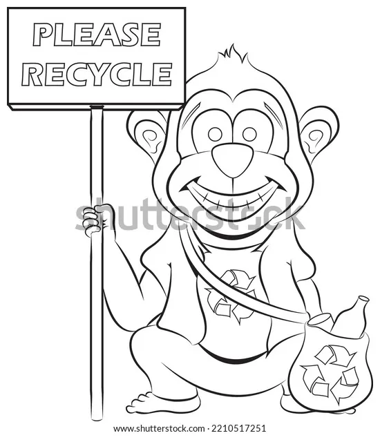 Vector illustration coloring page happy monkey stock vector royalty