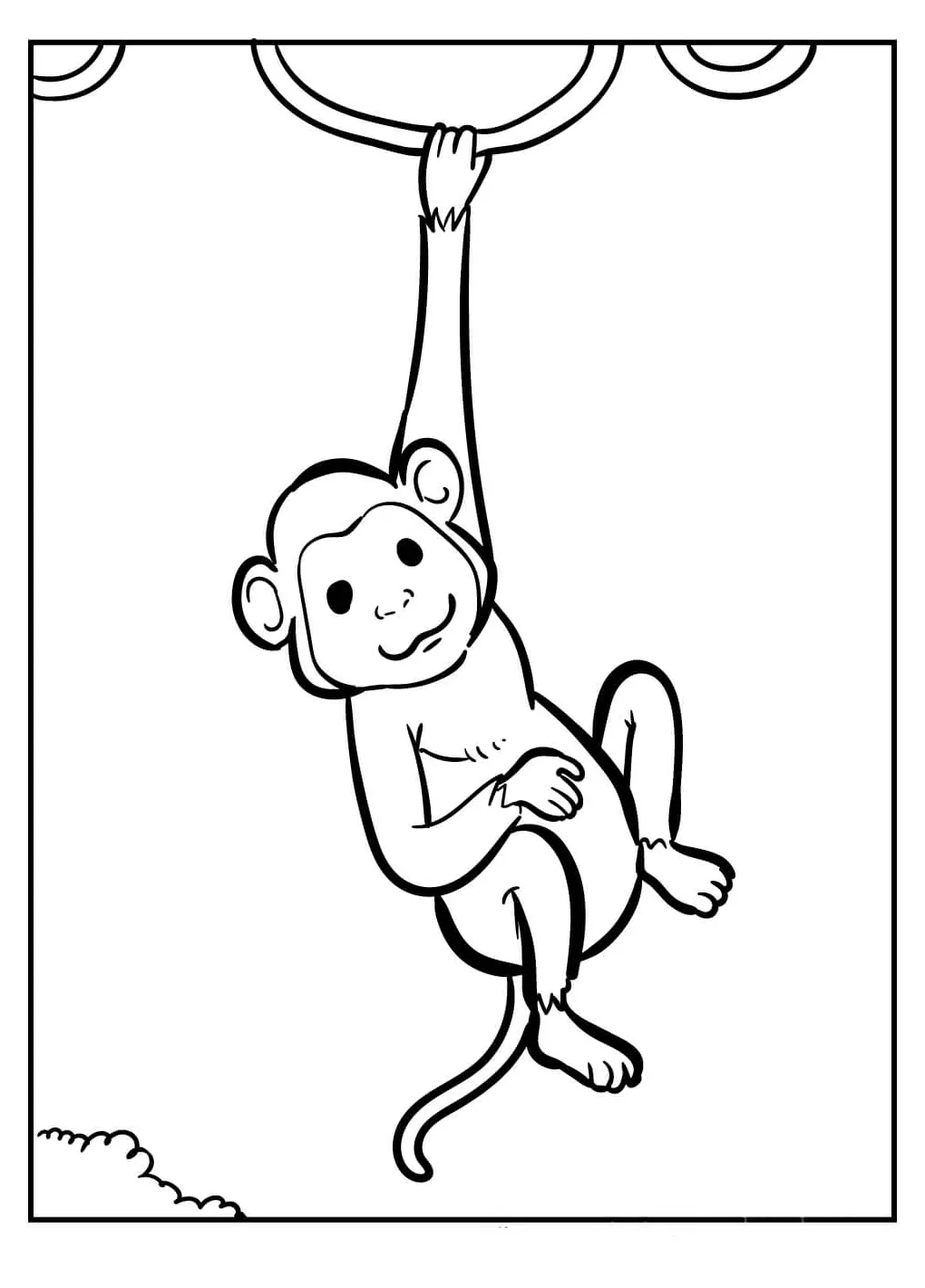 Basic monkey climbing rope coloring page download, print or color