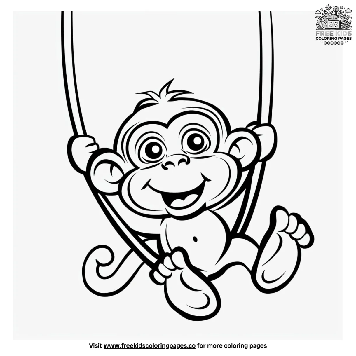 Exciting Swinging Monkey Coloring Pages