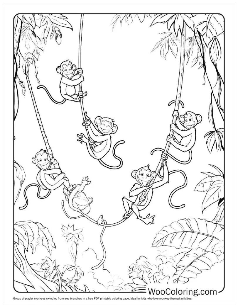 Monkey in tree coloring page monkey' coloring pages bubbely
