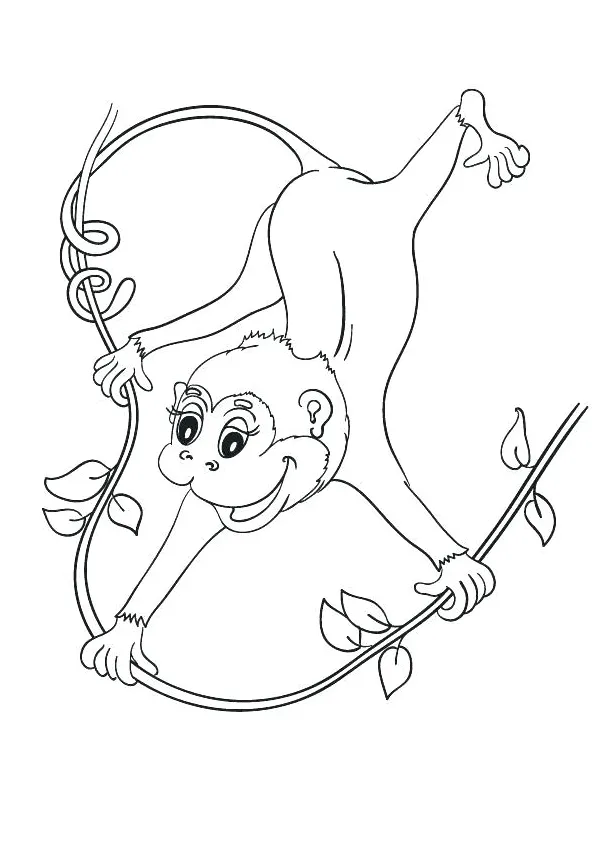 Swinging monkey coloring page download free printable