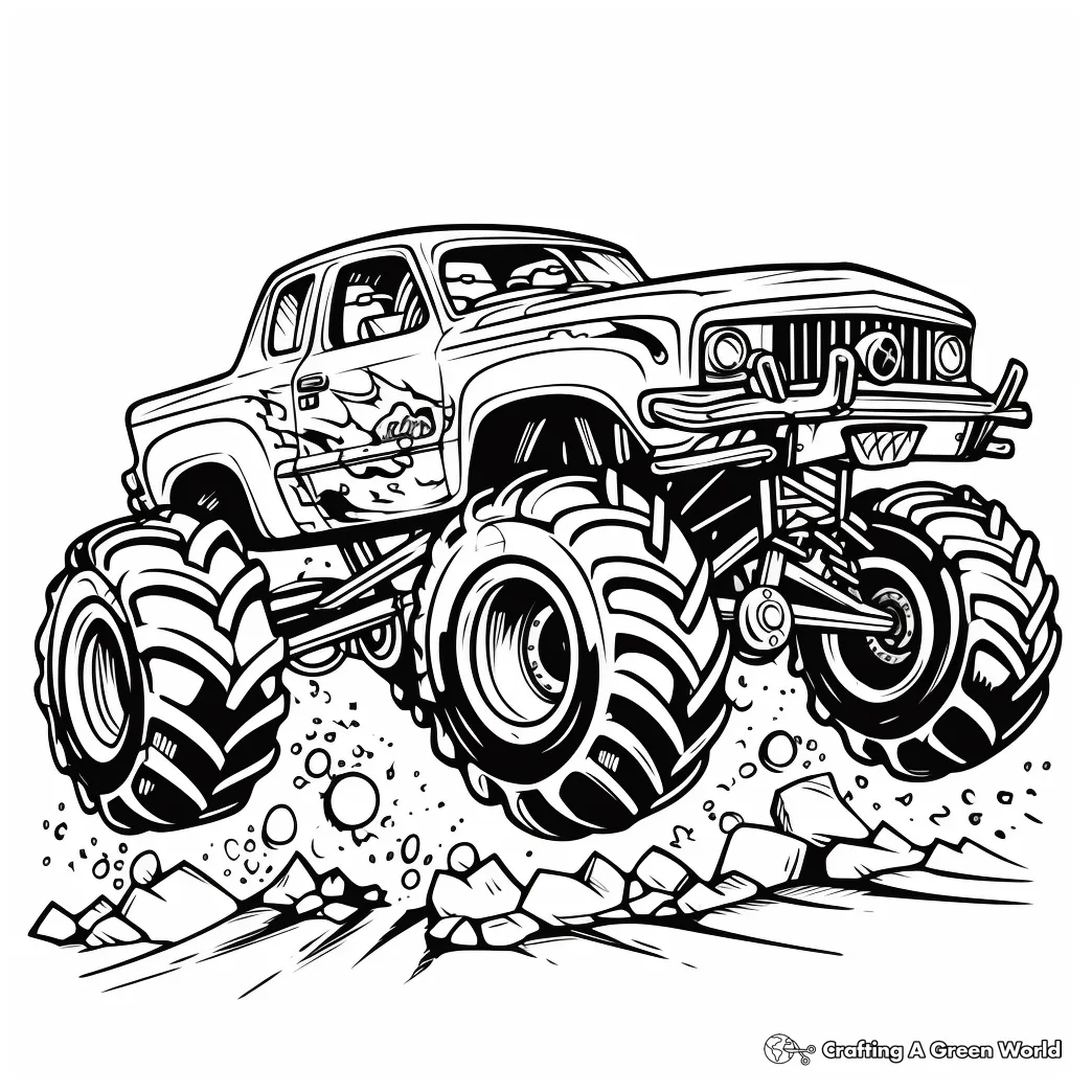 Coloring page monster truck outline monster truck svg, coloring page