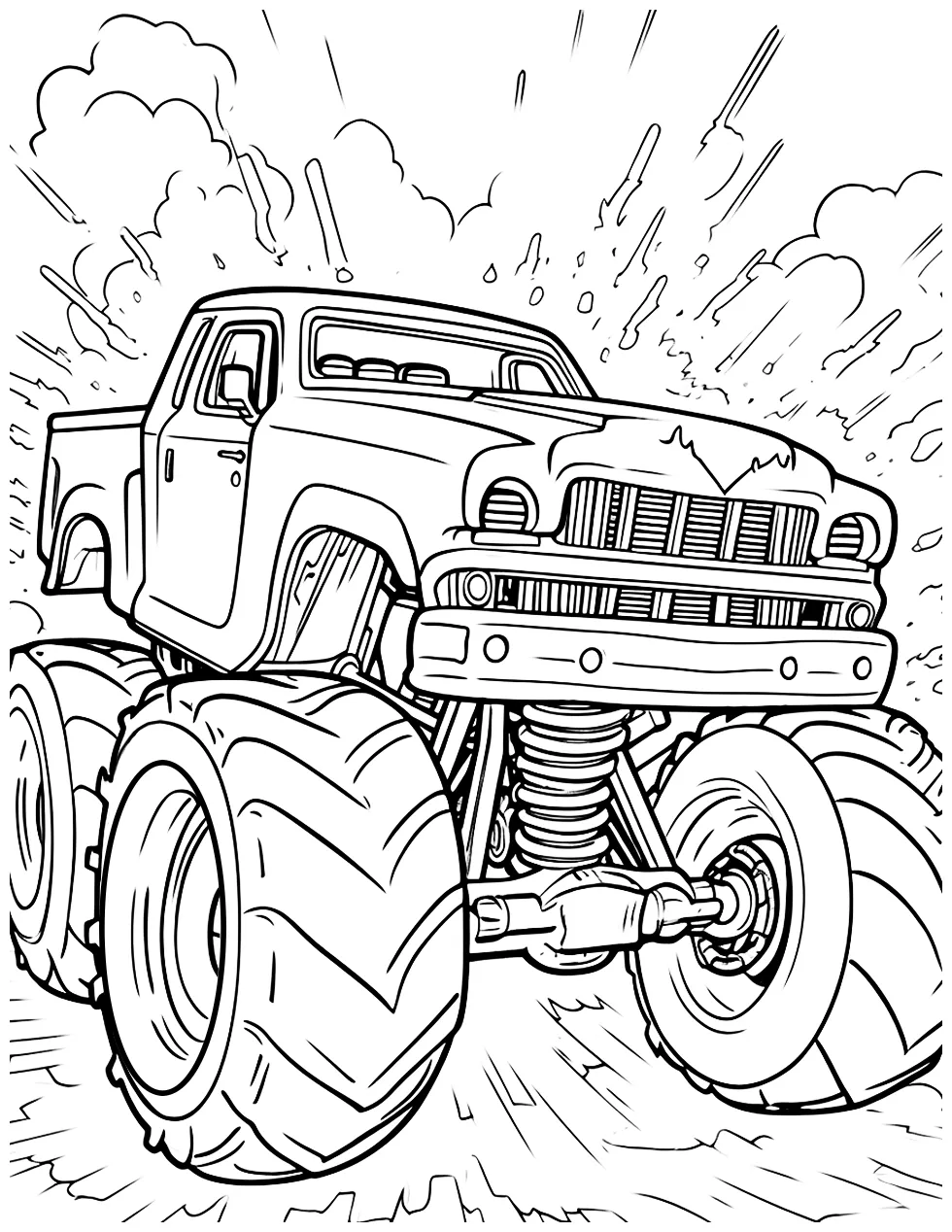 Coloring page monster truck outline monster truck svg, coloring page