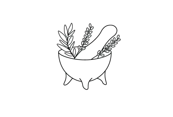 Mortar pestle and herbs coloring page svg cut file by creative fabrica