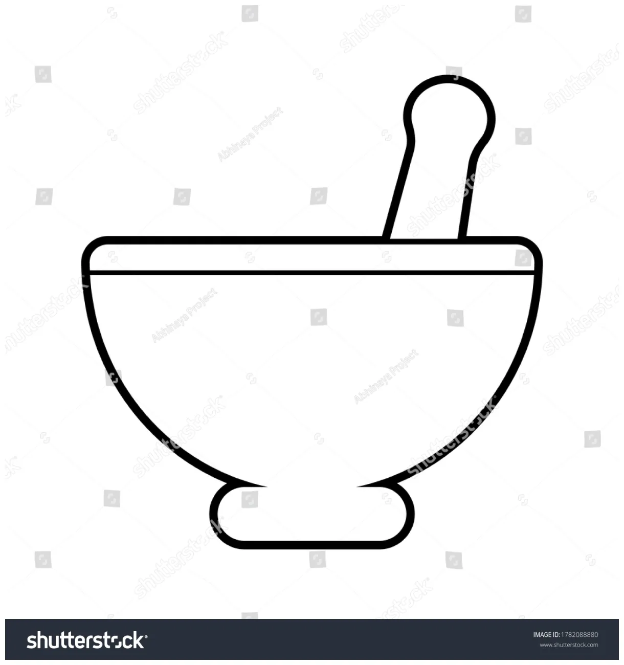 Draw mortar pestle lines vector coloring stock vector