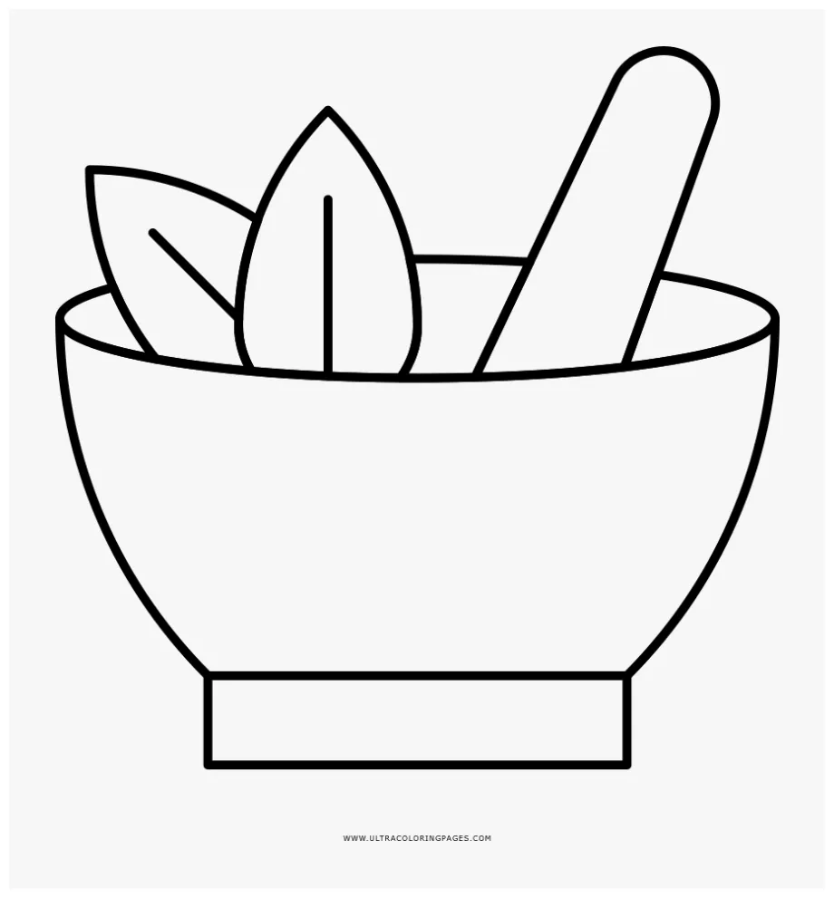 Mortar and pestle coloring , free printable coloring page