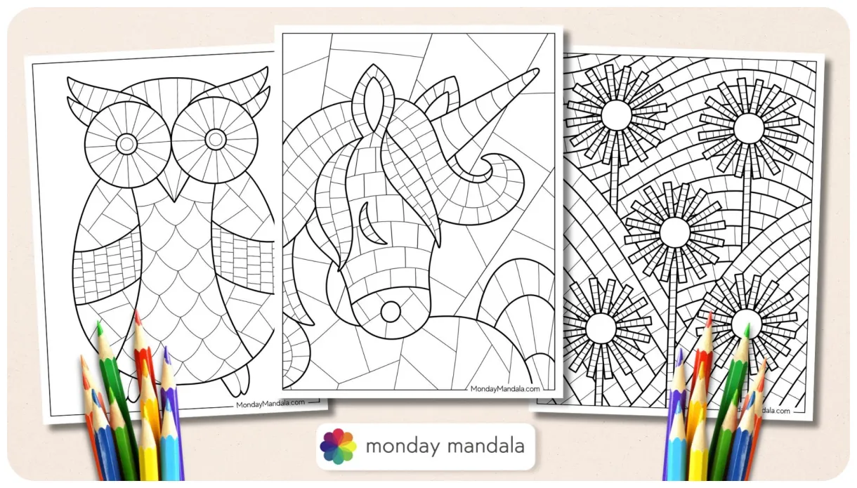 22 mosaic coloring pages free pdf printables