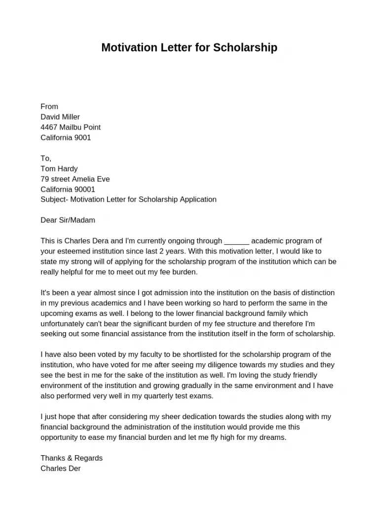 How To Write A Motivational Letter For A Scholarship - Design Talk