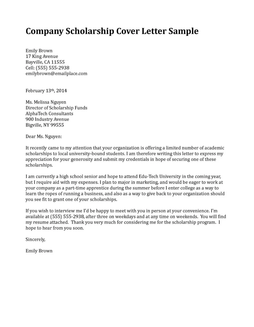 Cover Letter Sample For Scholarship Application Regarding Scholarship