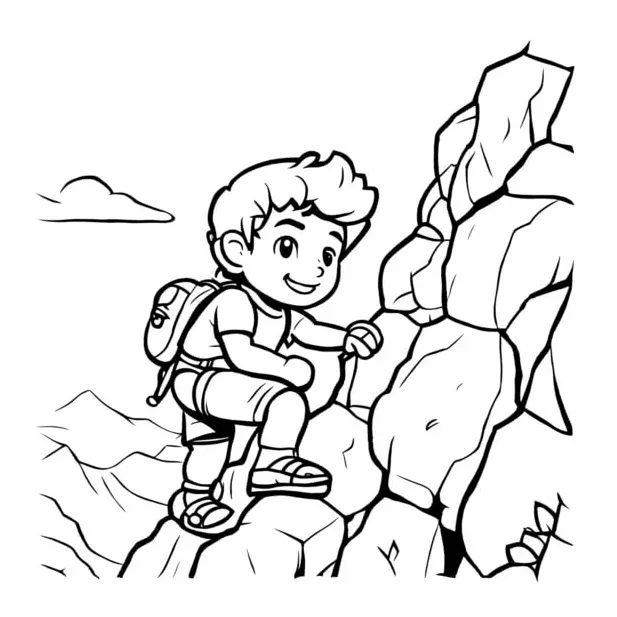 Download Boy Climbing Mountain Coloring Page Coloring pages Online