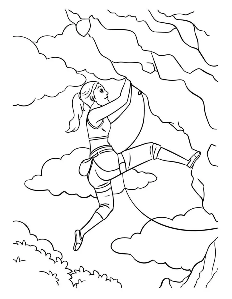 Rock climbing coloring page for kids 12697818 vector art at vecteezy