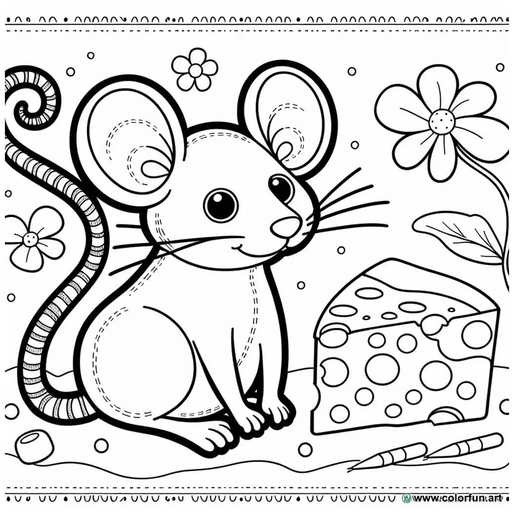 Coloring page of a mouse for children download or print for free