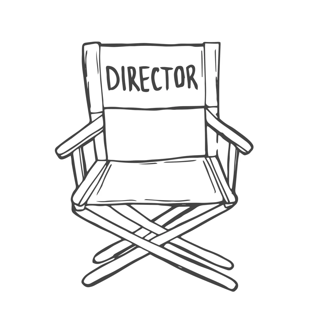 Movie director chair doodle line icon. film director chair isolated