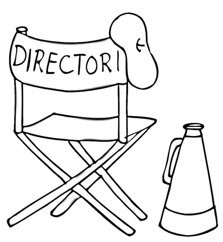Beret, folding chair and megaphone of film director coloring page