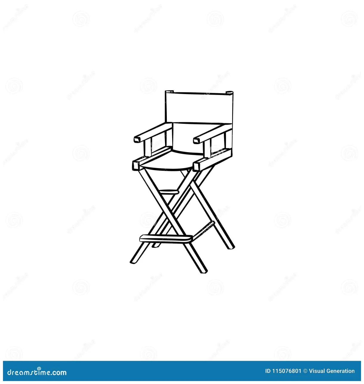 Movie director chair hand drawn sketch icon. stock vector