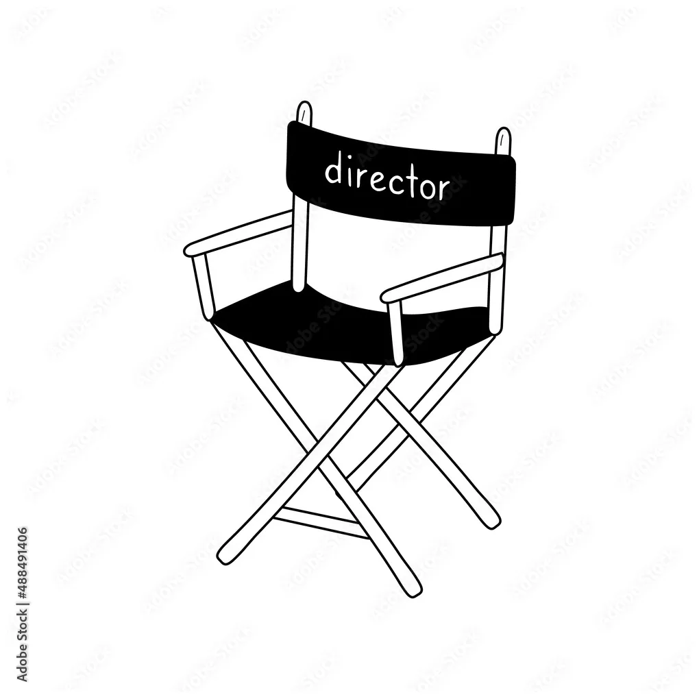 Movie director chair doodle line icon. film director chair isolated