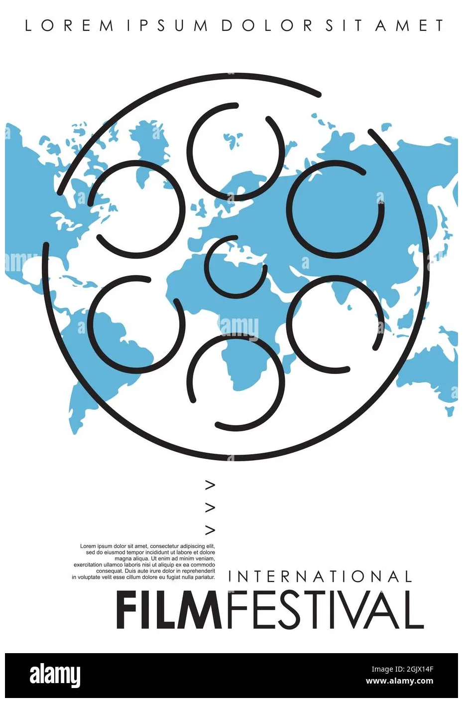International film festival minimal poster design with line art film