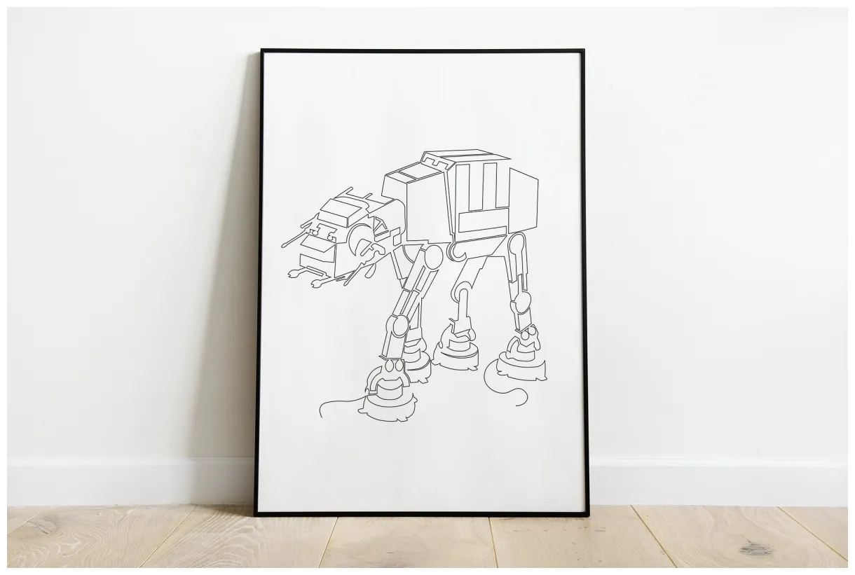Movie poster lineart one-line line art minimalist etsy
