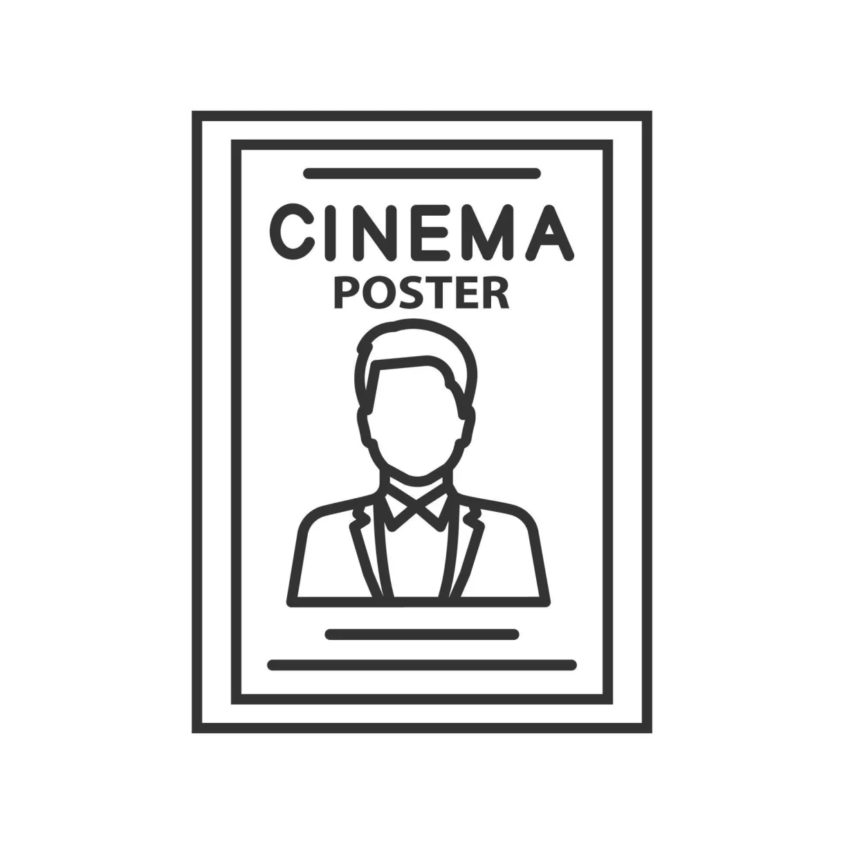 Movie poster linear icon. thin line illustration. cinema poster
