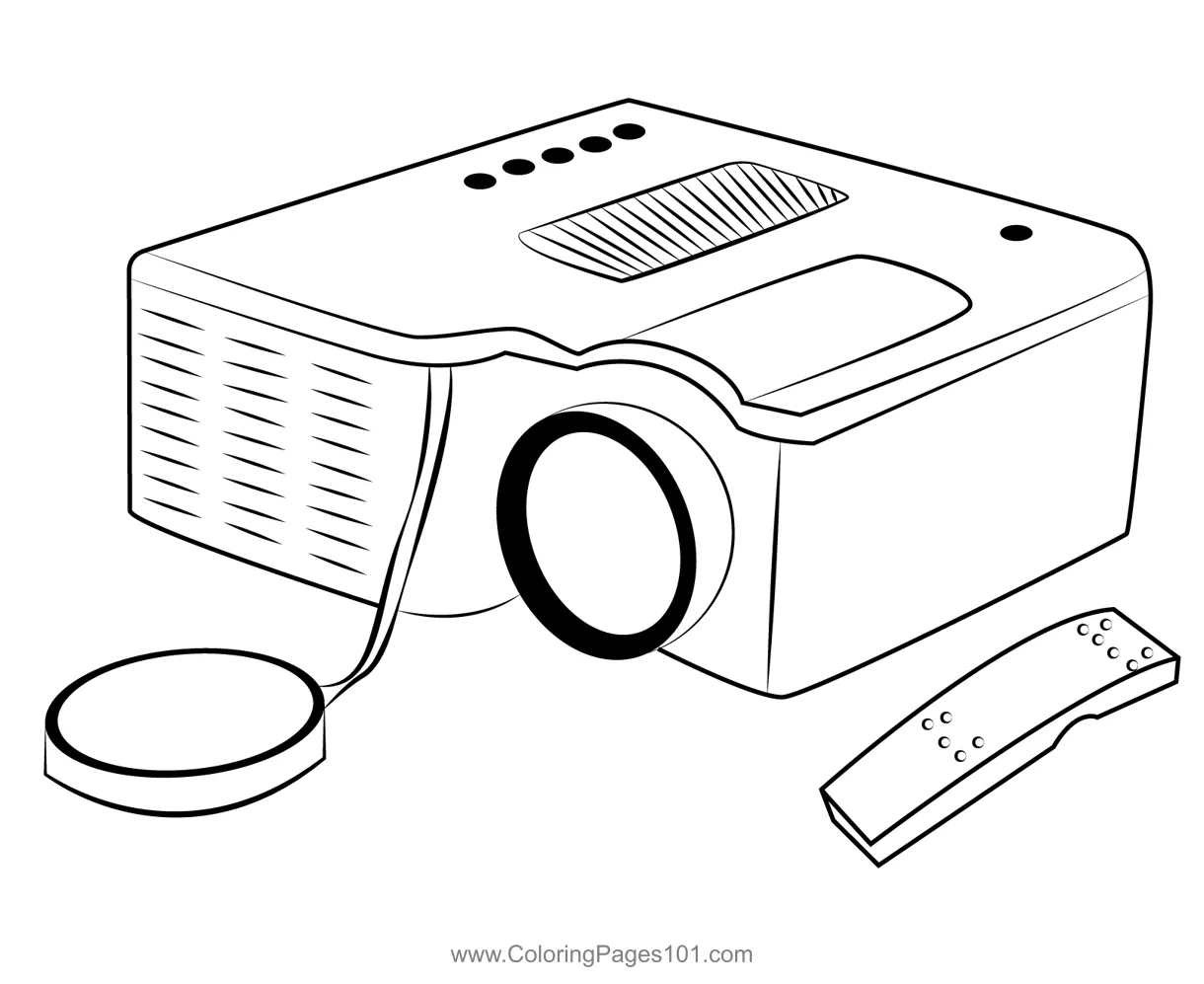 Computer lcd projector with remote coloring page for kids free