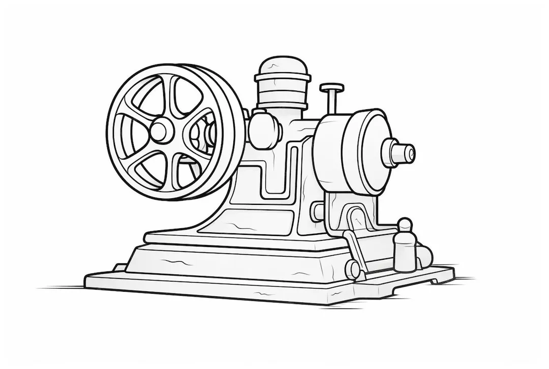 Vintage film projector coloring page illustration premium ai
