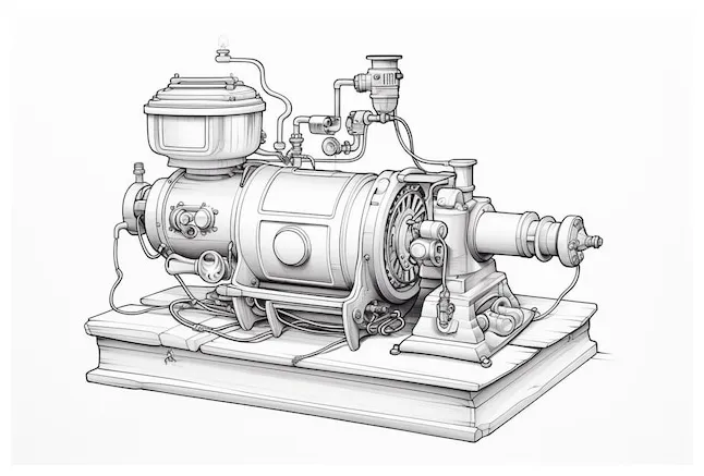 Vintage film projector coloring page illustration premium ai printable coloring page