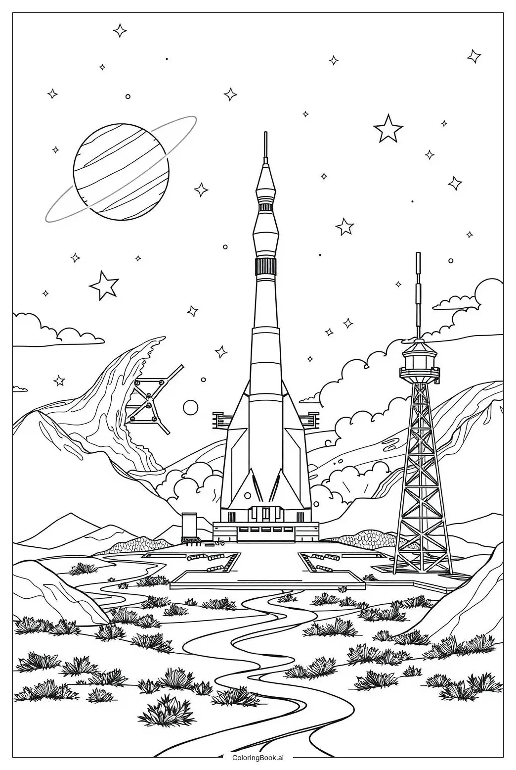 Spaceship coloring page