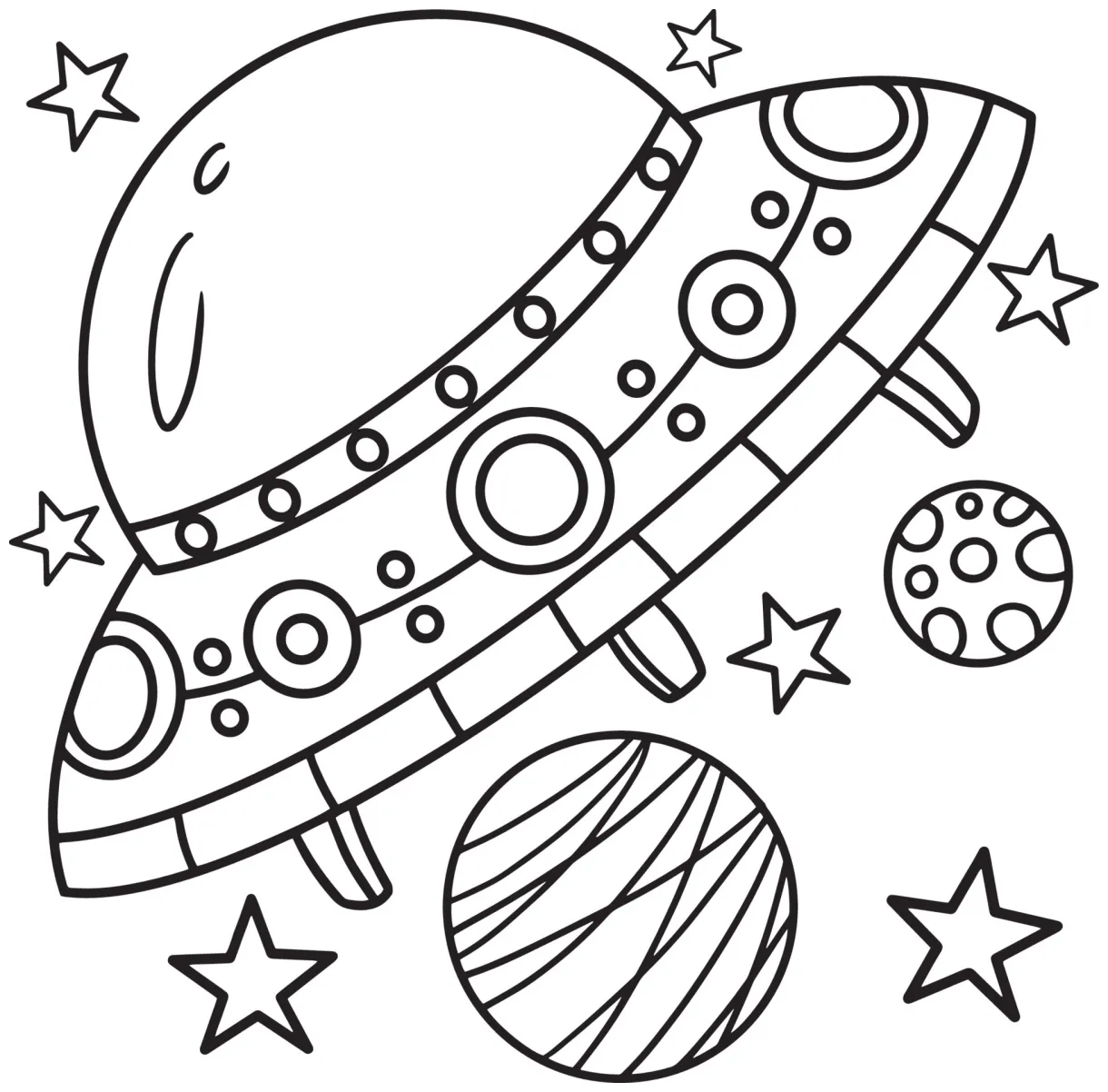 Ufo spaceship coloring page for kids 10993614 vector art at vecteezy