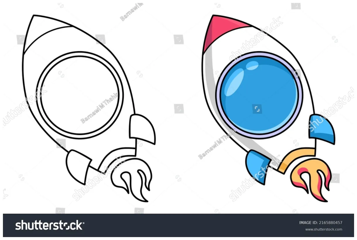 Spaceship coloring page kids stock vector 2165880457