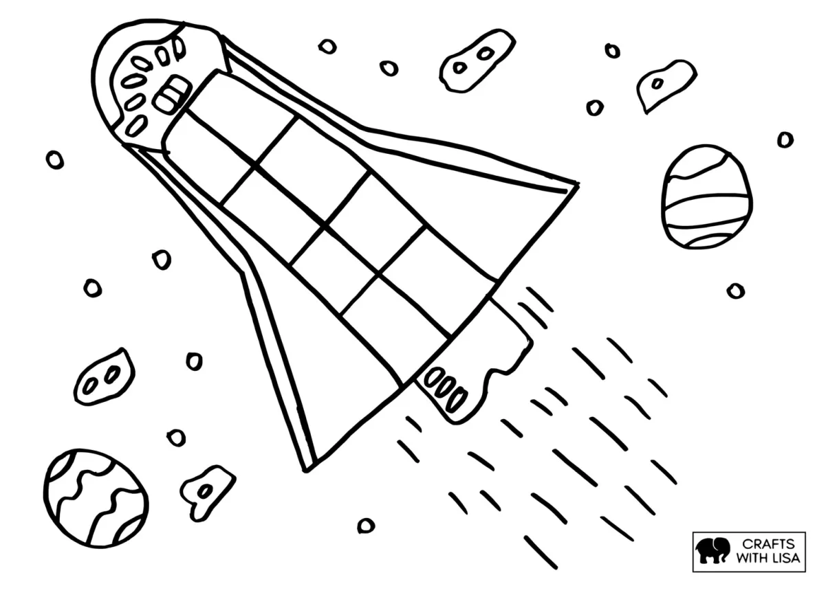 Spaceship in space coloring page crafts with lisa printable coloring page