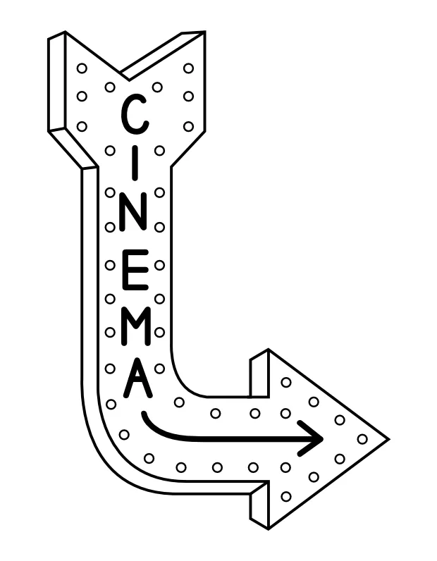 Printable cinema sign coloring page