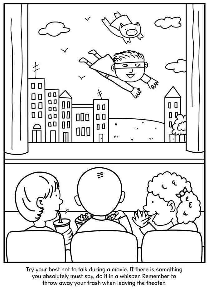 Movie theater coloring pages for kids