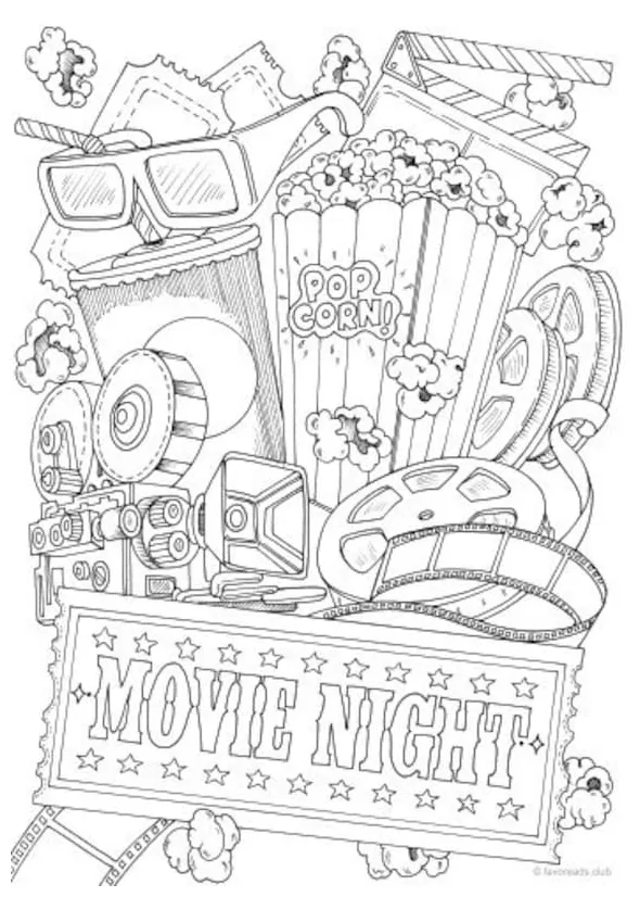 Movie theater coloring pages for kids