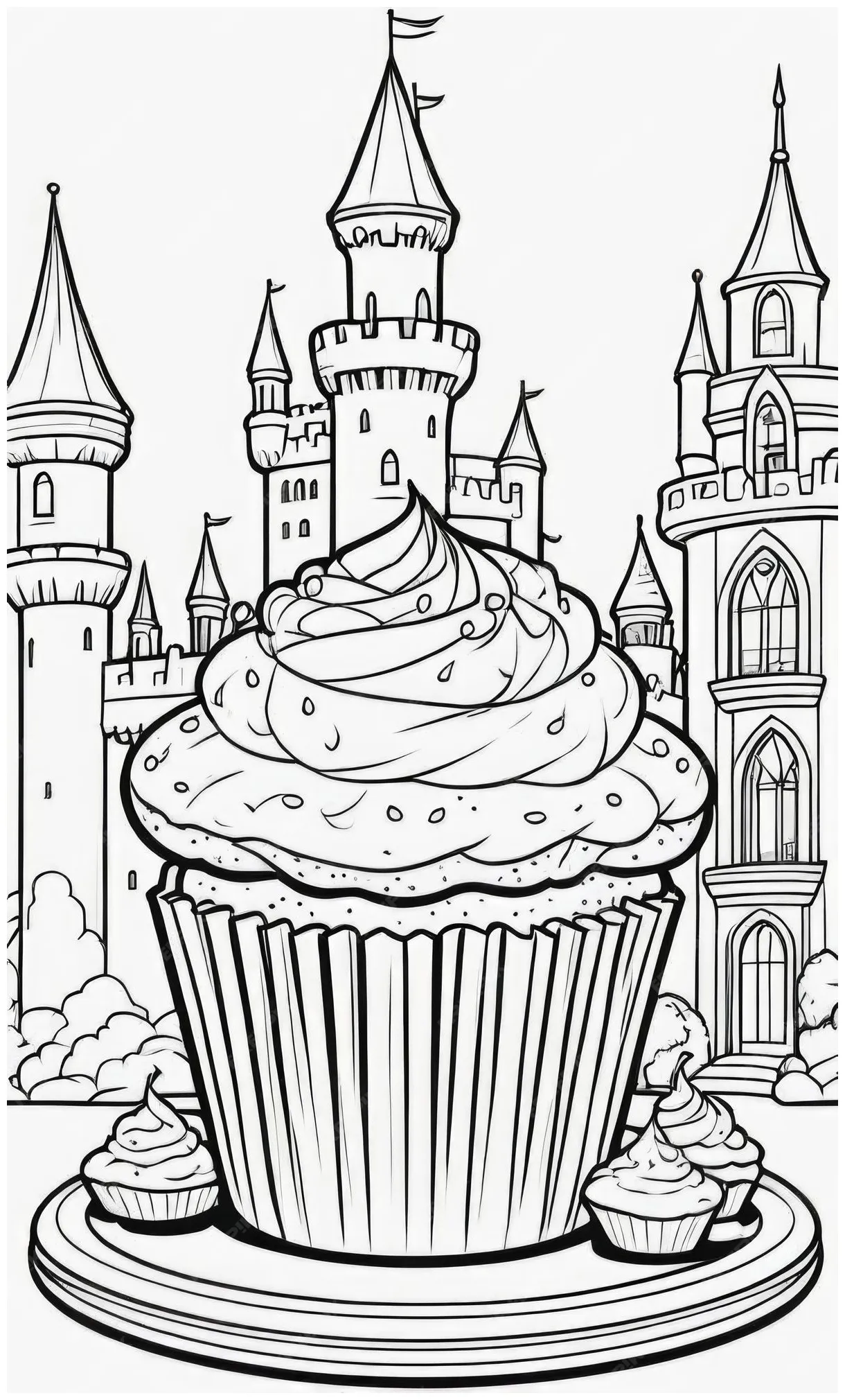 Premium AI Image | Muffin coloring page for kids