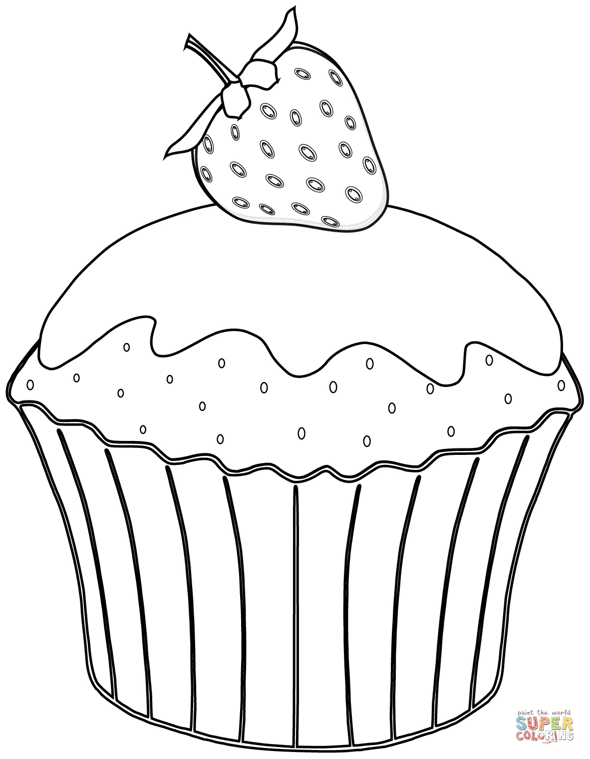 Muffin with Strawberry coloring page | Free Printable Coloring Pages
