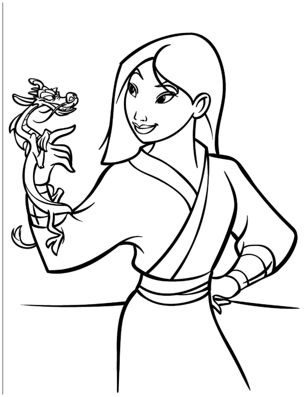 Mulan Holding Mushu coloring page - Download, Print or Color Online for