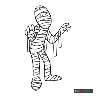Mummy coloring page easy drawing guides