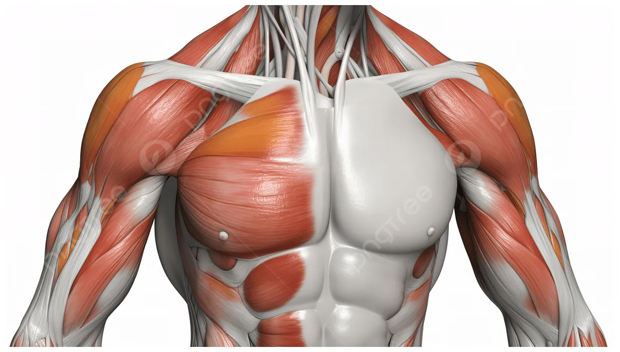 Chest muscles , male anatomy, picture of pectoral muscle