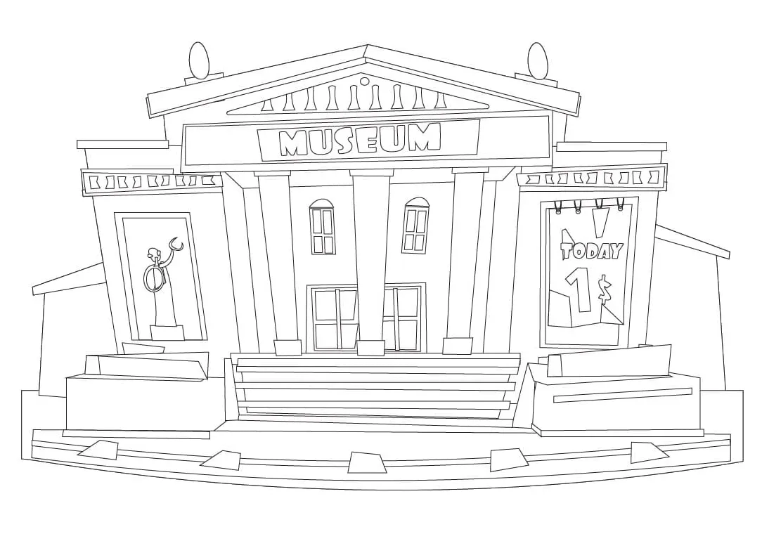 Simple museum coloring page free printable coloring pages for kids