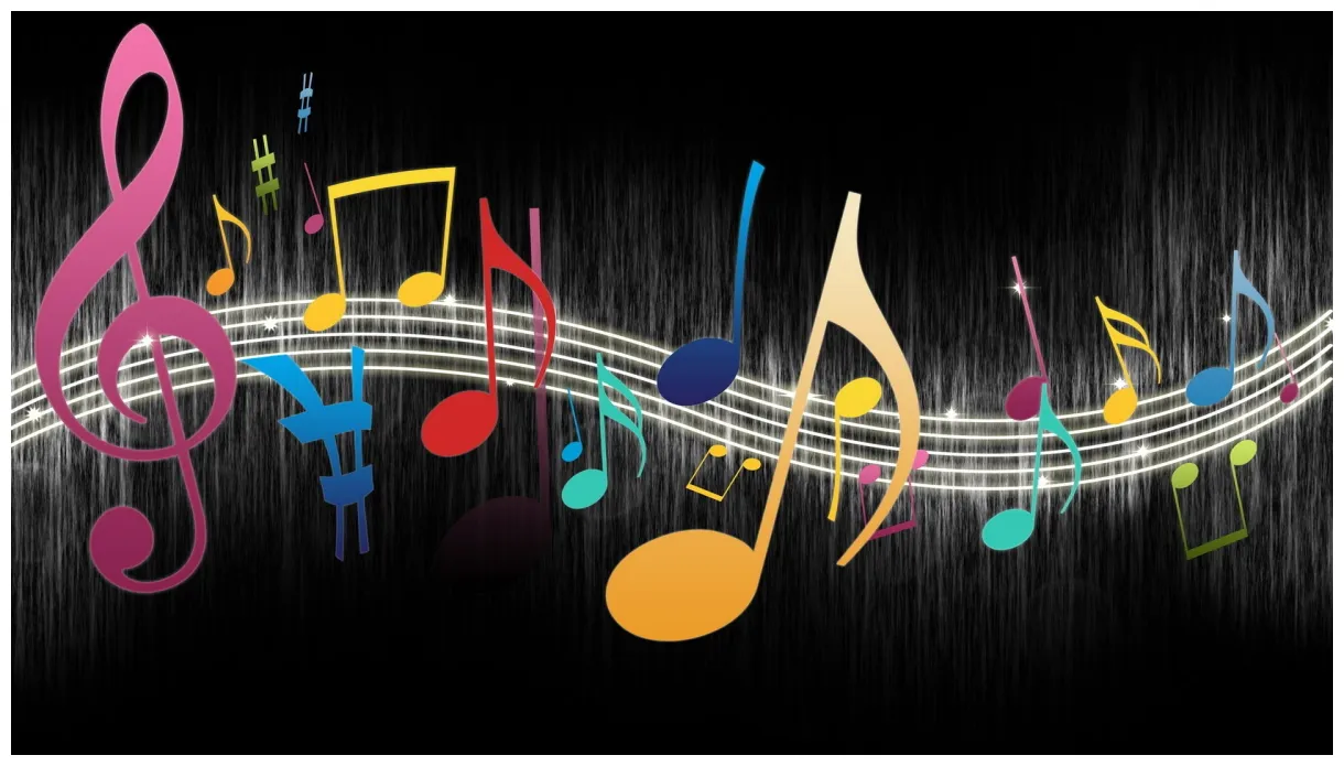 Colorful music notes safari