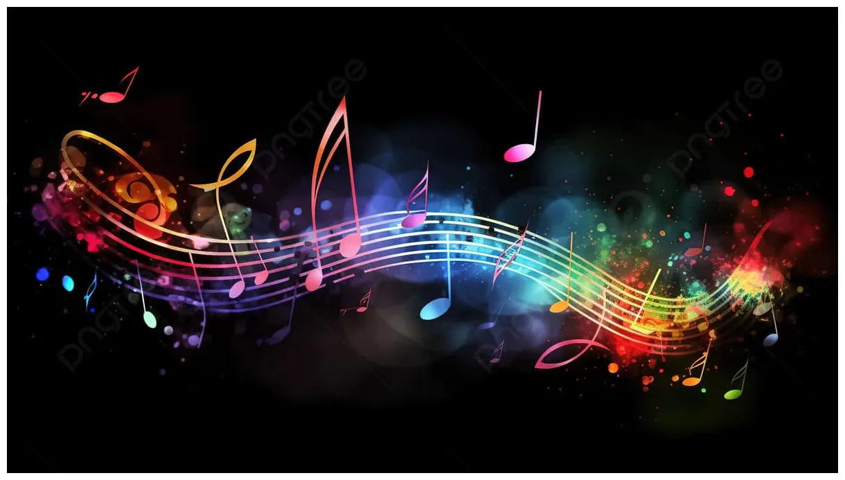 Colorful music notes on a black , music notes picture, music