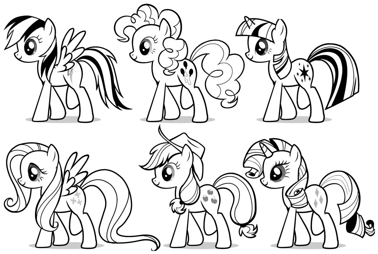My Little poni, pony Colouring Sheets - Mane Ponies - My Little poni