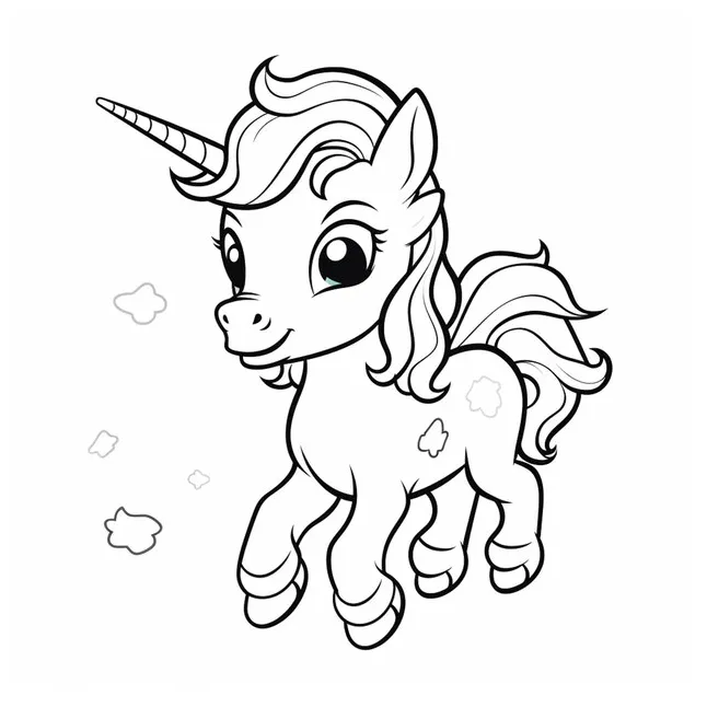 Premium a coloring page of a little pony with a long mane