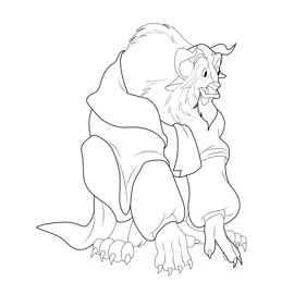 Character beast coloring page for kids free beauty and the beast
