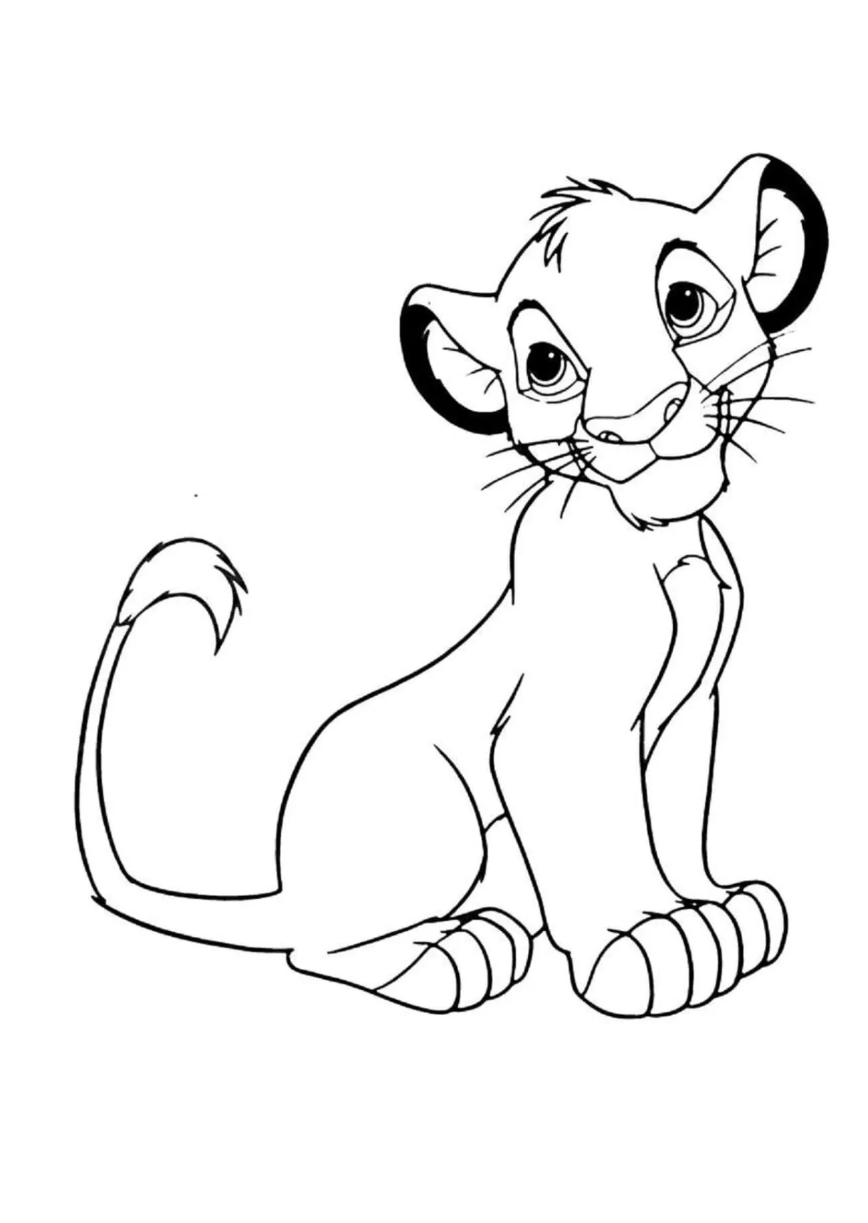 Little simba sitting coloring page download, print or color online printable coloring page