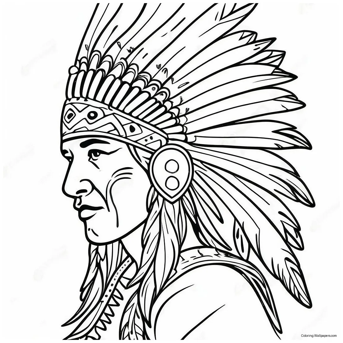 Detailed Native American Headdress Coloring Page (46824-37014)