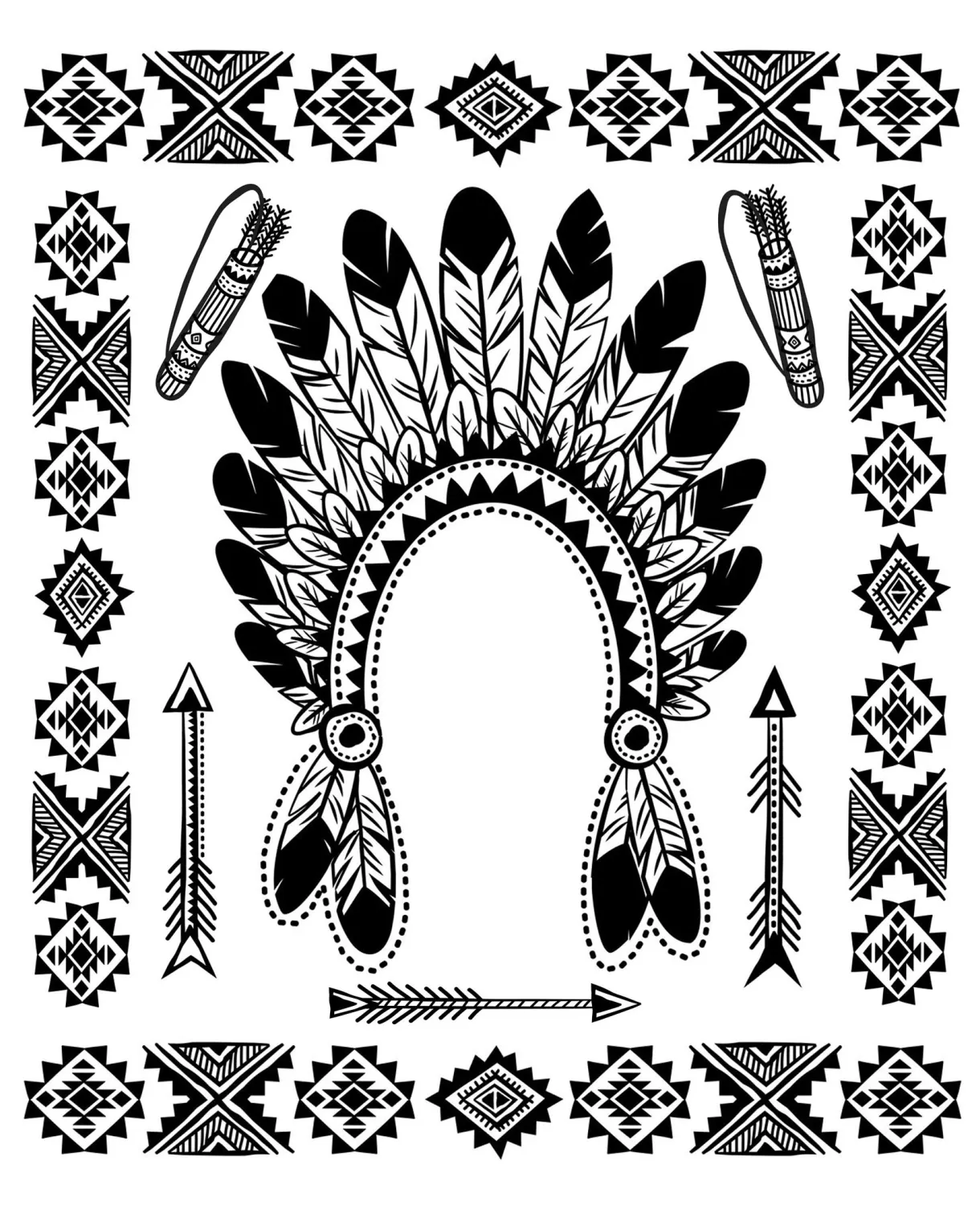 Native american indian chief headdress - Native American Coloring Pages